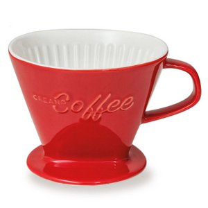 Creano porcelain coffee filter (red), filter size 4 for filter bags size. 1x4, approx. 800g weight for extremely secure stand, attention heavy, available in 6 colors