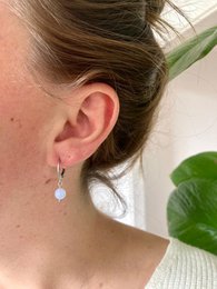 Natural Stone Earrings Stainless Steel gold/silver 'Agate'