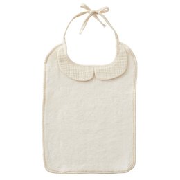 Large bamboo bib and milk foam cotton gauze. Soft, absorbent, and comfortable bib with a bow tie closure. Available in a variety of colors to match any outfit.