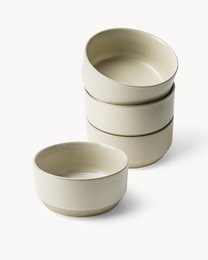 Set of 4 beige ceramic bowls, each with a capacity of 850 ml, suitable for serving various dishes.