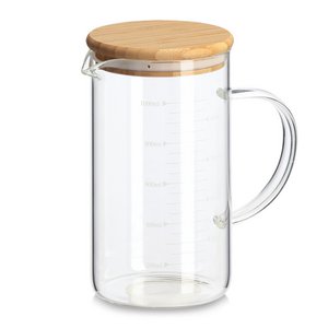 Measuring cup with bamboo lid, 1000 ml, glass