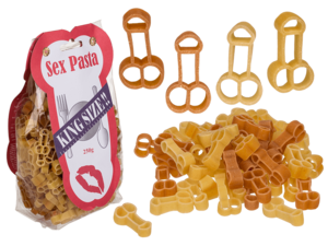 Two coloured durum wheat pasta with pepper, Penis,