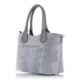 Firenze Artegiani. Vercurago Bolso tote Mujer.Piel auténtica Gamuza Grabado Cocodrilo Ruga