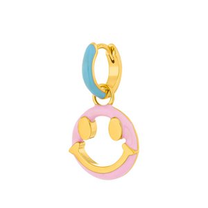 Single Creole "Joy" EMOJI, 18 K yellow gold plated