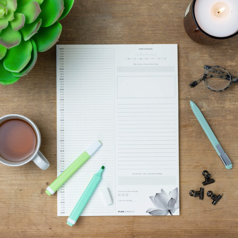 Prikkelarme A4 dagplanner 'Lotus' schrijfblok
