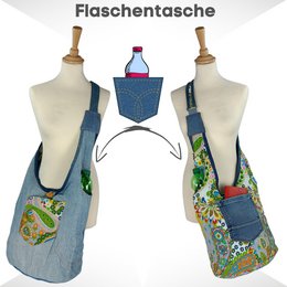 Sunsa bæredygtig denimtaske. Skuldertaske, der kan bæres på 2 sider. hobo taske Boho cross body taske