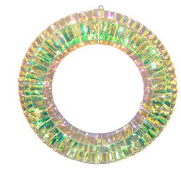  A round wreath-shaped Christmas decoration with warm white LED lights, featuring a mix of green, yellow, and brown tones that create a natural, earthy aesthetic.