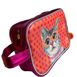 Toiletry bag Cat with glasses Pink