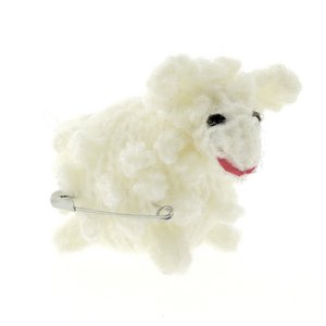 Brooch, knitted sheep
