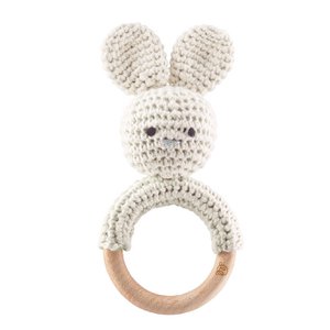 Rassel-Beißring Hase - creme