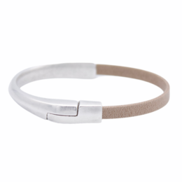 Bracciale in pelle AMACAYACÚ (argento) con chiusura magnetica