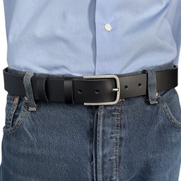 Leather Belt Black Of 3 cm Wide - Women's Belt Or Men's Belt