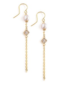 Rose freshwater pearl and diamond-cut crystal earrings