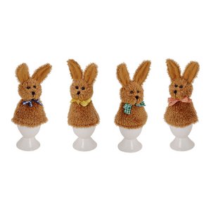 Eierwarmer "Bunny" van pluche, 4 assorti, 8 cm