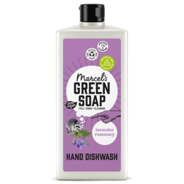 Lavender and rosemary scented dishwashing liquid in a 500ml bottle. Made with natural, plant-based ingredients.