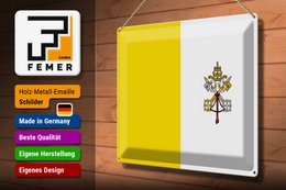 Tin Sign Flag Vatican City 40x30cm Flag Vatican City