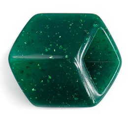 A cube-shaped pendant with a green glitter finish.