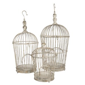 Bird cage decoration set of 3 white iron bird cage decoration