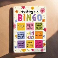 Card congratulation birthday funny bingo aging in postcard