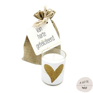 Cadeau | Jute zakje | Kaars hart | Diverse varianten