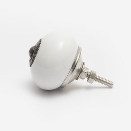 Bouton en céramique bleu à pois blancs