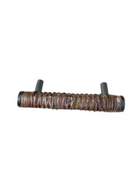  Dark brown medium-sized door knob with a textured, woven pattern in shades of brown and blue.