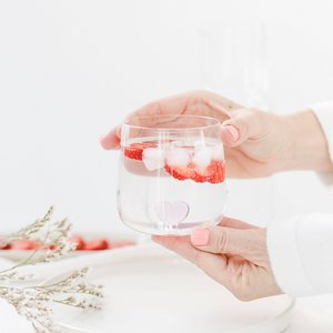 Wasserglas "Herz" rosa 400 ml 2er Set