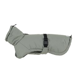  Light grey raincoat for pets, size 50, with adjustable straps for a secure fit.