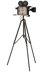 J-Line klok Camera Op Statief - metaal - zwart - 75 cm