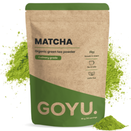 Organic matcha powder, 90 grams. 100% pure, high-quality matcha powder for a calming, energizing experience.