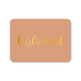  Congratulations card with gold foil text on a peach background.