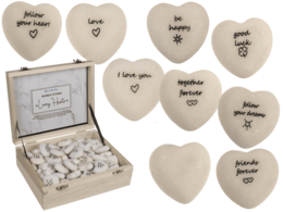  Marble heart-shaped sprinkles with loving messages, decorative baking embellishments, white cream colored stones.