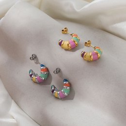 Nadine - Colourful Enamel Hoop Croissant Earrings