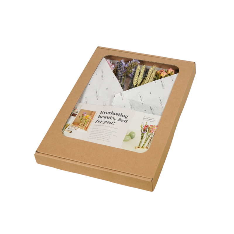 Giftbox - Dried Flowers in Letterbox - With Vases - Pink