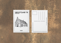 Cards with pictures of a historic building in Grootzand, Sneek, Friesland, available in multiple languages and formats.