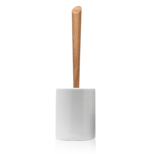 LOOWY bristle free toilet brush: wood + ceramic holder
