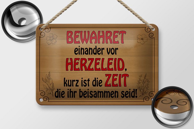 Tin sign saying 18x12cm protect each other from heartache decoration