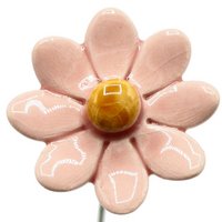 Madeliefje bloem keramiek klein roze 3,5 cm