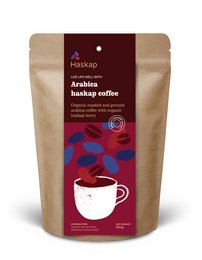 Organic Arabica coffee with haskap berries, a rich and flavorful blend with a smooth, balanced taste.
