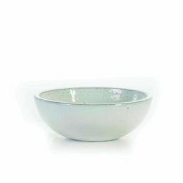 A large, square white ceramic bowl with a simple, minimalist design. The bowl has a smooth, glossy finish and a slightly curved shape.