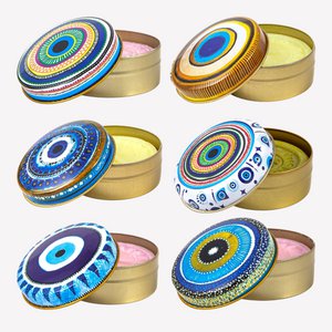 Natural olive oil soap in decorative can - 6 Set - Evil Eye - fragrance mix