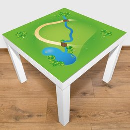 Small landscape playmat with a stream, suitable for kids' play area. Features a winding stream, green grass, and decorative elements.
