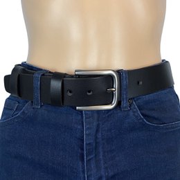 Men's or Women's Belt Black Italian Leather - 4 cm Wide Casual Leather Women's Belt Or Men's Belt