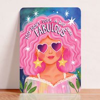 Card birthday woman colorful fabulous funny postcard