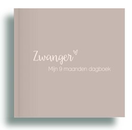 A linen-covered pregnancy journal with the title "My 9 months diary" and the Zwanger logo.