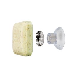 Rectangular soap holder made of a light-colored material, likely ceramic or porcelain, with a protected magnet for easy mounting. The holder has a simple, minimalist design.