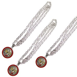 Set van 3 glazen medaillon collier met hanger bedels in rood rond rham design inclusief vullingen