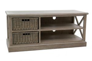 J-Line TV kast + 2 mand - hout - grijs/naturel