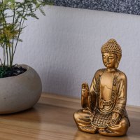 Goldene Bodhi-Statue – Zen- und Feng-Shui-Dekoration – um eine entspannende und spirituelle Atmosphäre zu schaffen – glückliche Geschenkidee