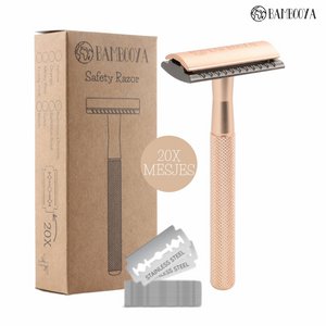 Safety Razor + 20 Razor Blades - Gold & Black